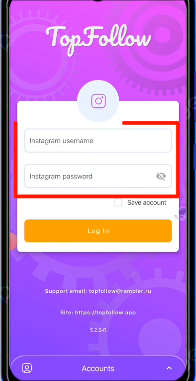 insta username and password